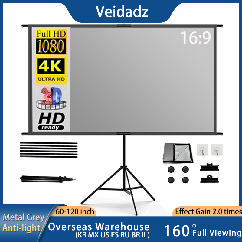 Home Cinema Rack - Ekran projektora VEIDADZ ze stojakiem metalowy