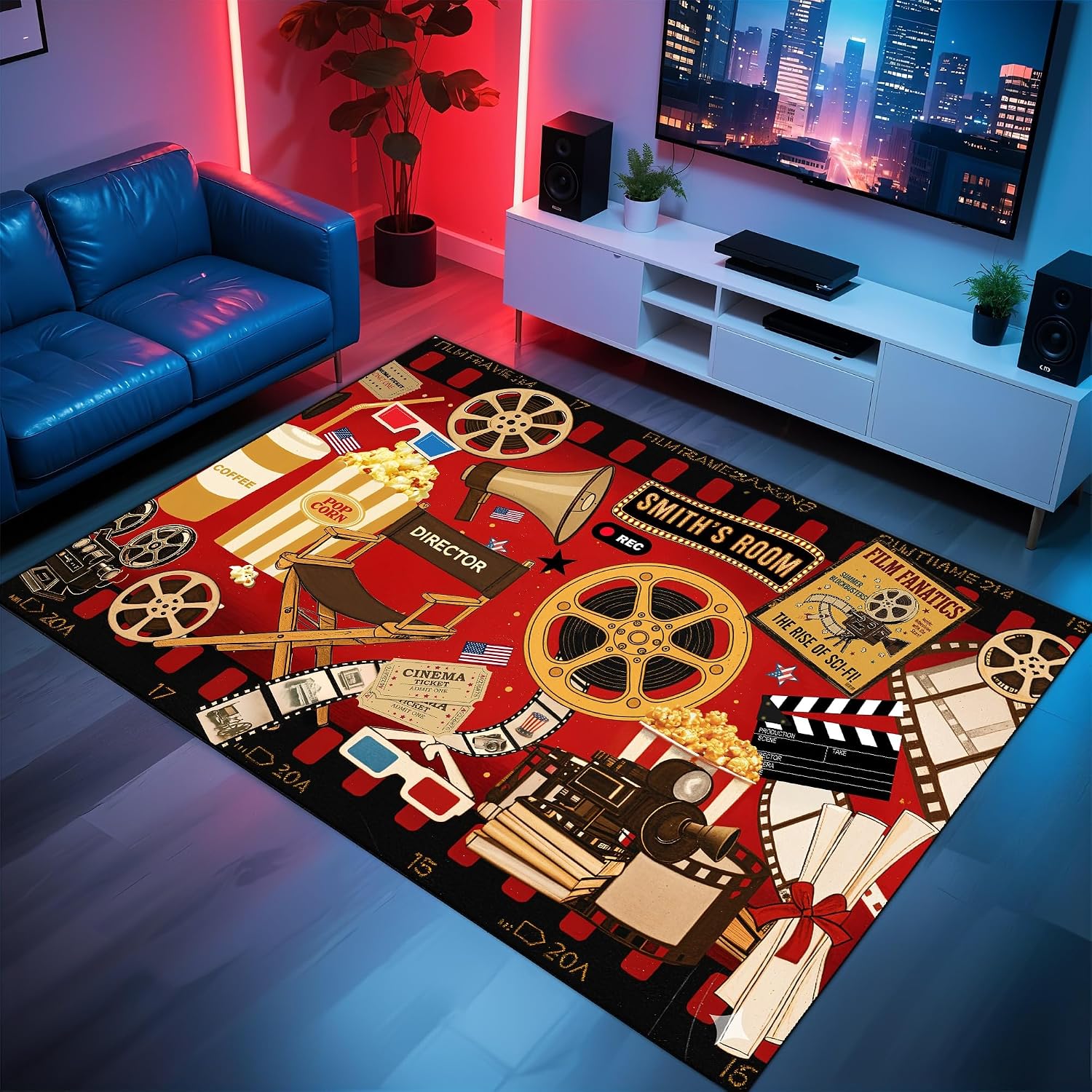 Home Cinema Night - Dywan z motywem kinowym z możliwością