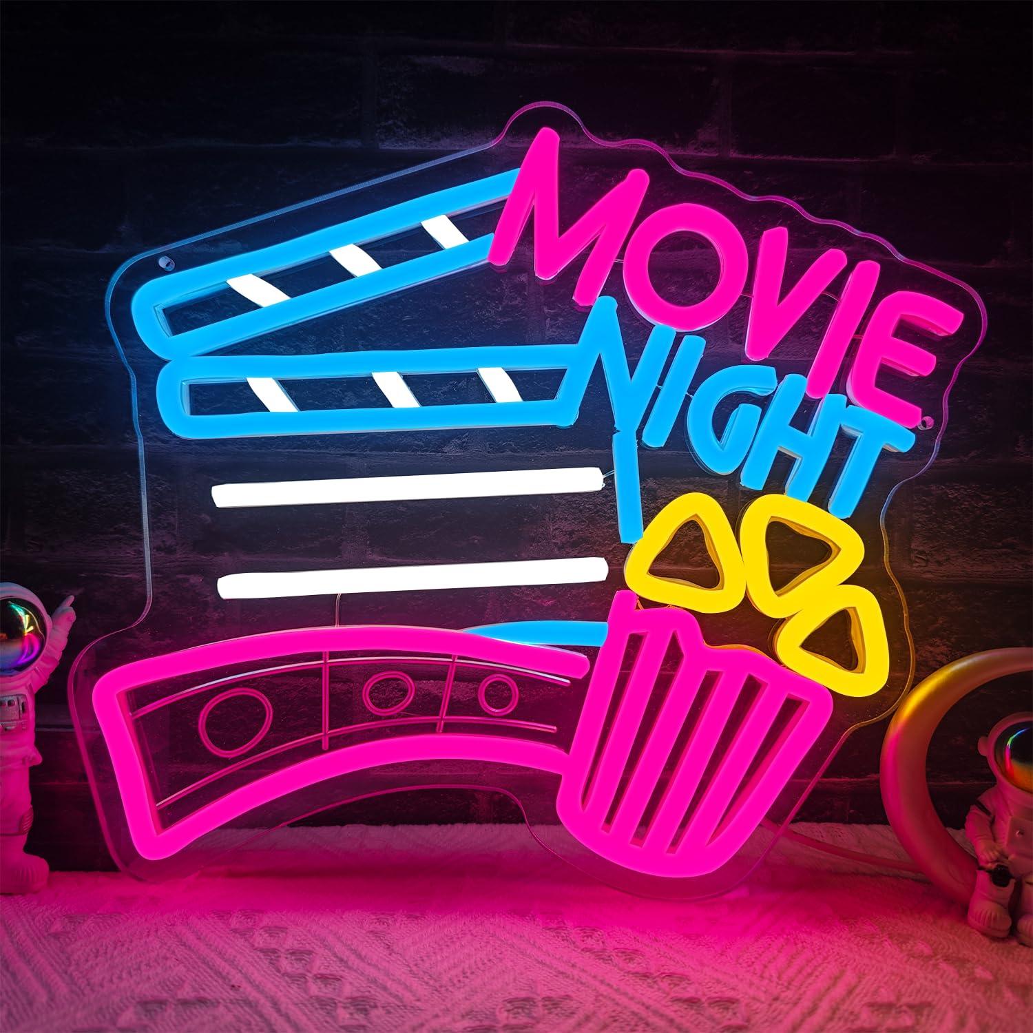 Home Cinema Night - Neonowy znak „Filmowy Wieczór” z funkcją