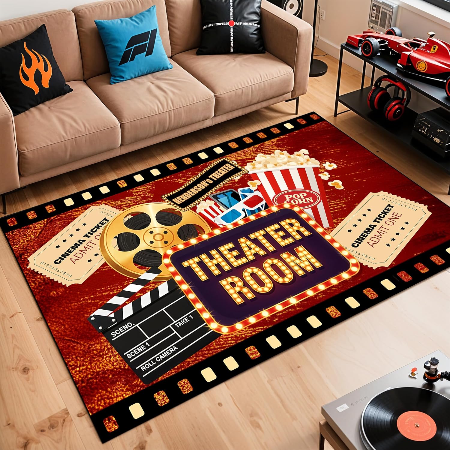 Home Cinema Experience - Wygrawerowany dywan kinowy z imieniem, miękki