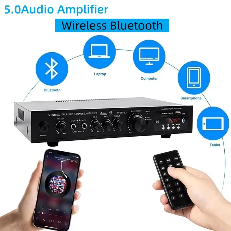 Home Cinema Ampli - AV-369BT Bluetooth 5.1 Głośnik z wzmacniaczem