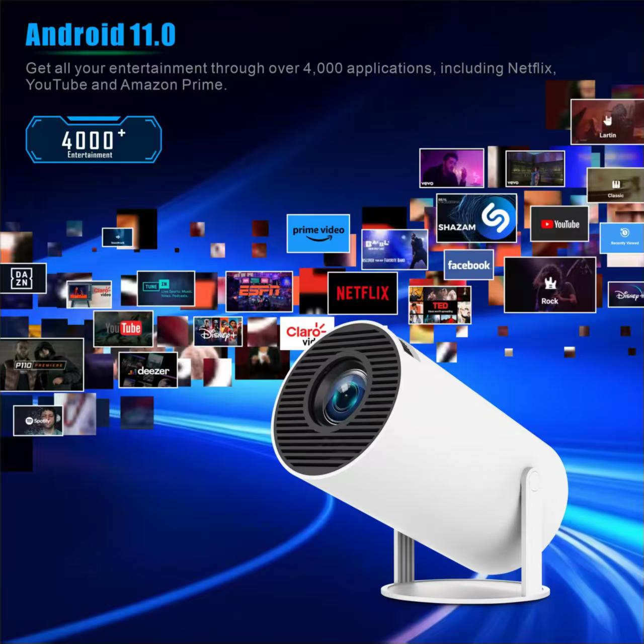 Home Cinema Night - Mini projektor przenośny HY300 Android 11