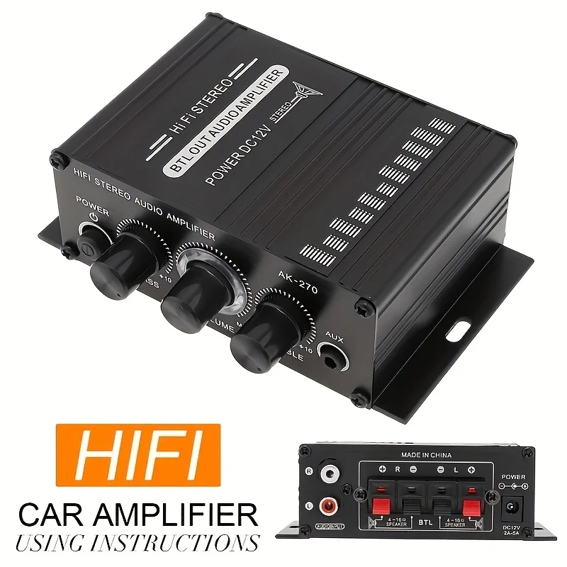 Home Cinema Ampli - AK-270 400W Mini Wzmacniacz Mocy 12V/24V
