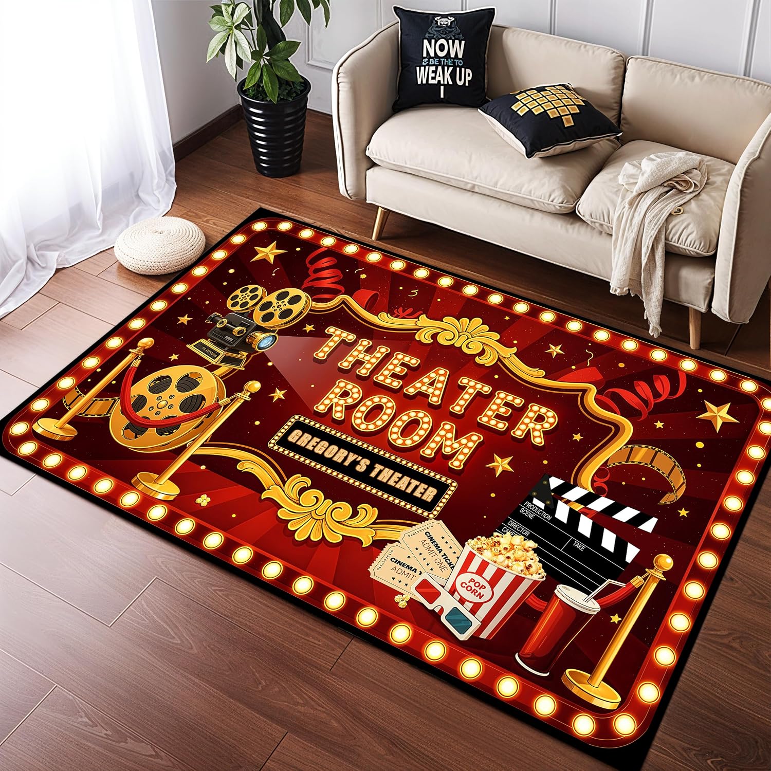 Home Cinema Experience - Dywan do kina z personalizowanym napisem,