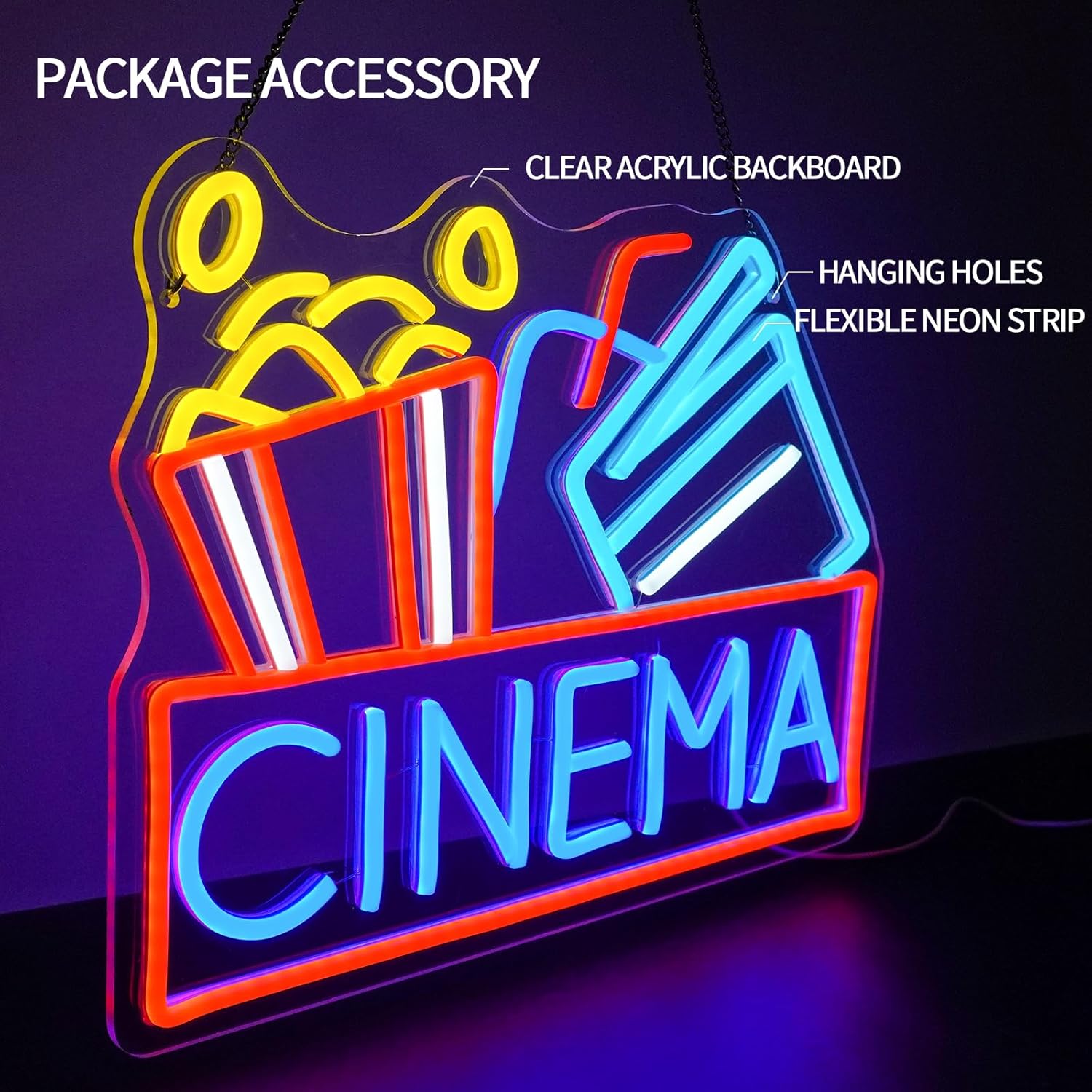 Neonowy szyld kina LED zasilan – Home Cinema Night recenzja i cena